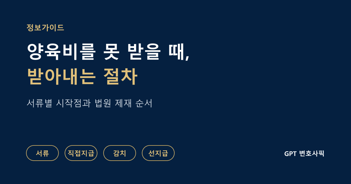 양육비를 못 받을 때 받아내는 절차: 서류별 시작점, 직접지급명령, 이행명령과 감치, 선지급제