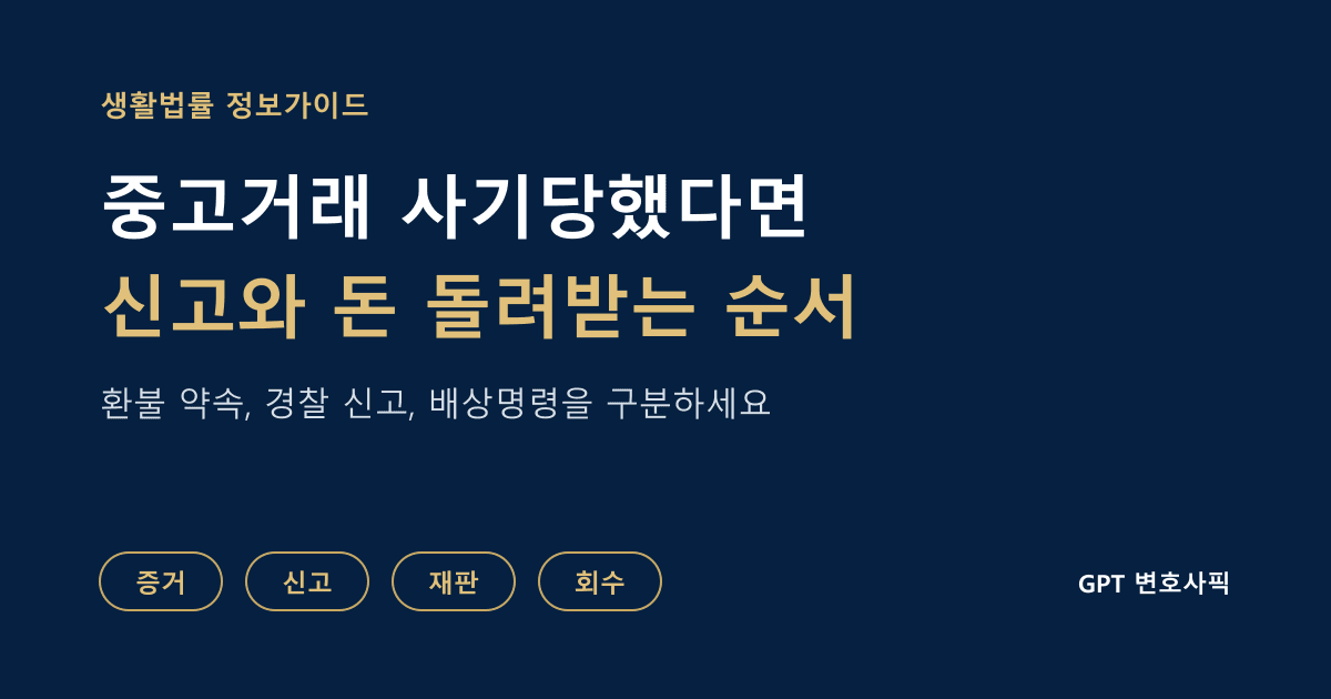 중고거래 사기 신고와 피해금 회수 순서: 거래 증거 보관, 경찰 신고, 배상명령 또는 민사절차