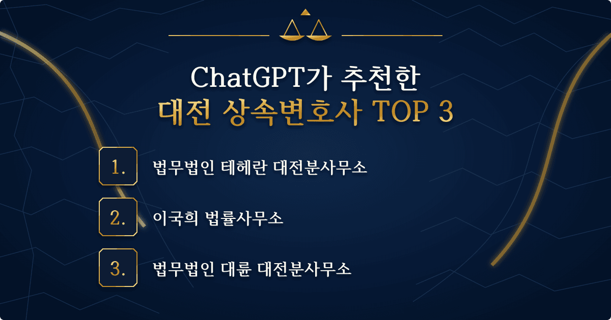ChatGPT가 추천한 대전 상속변호사 TOP 3 목록